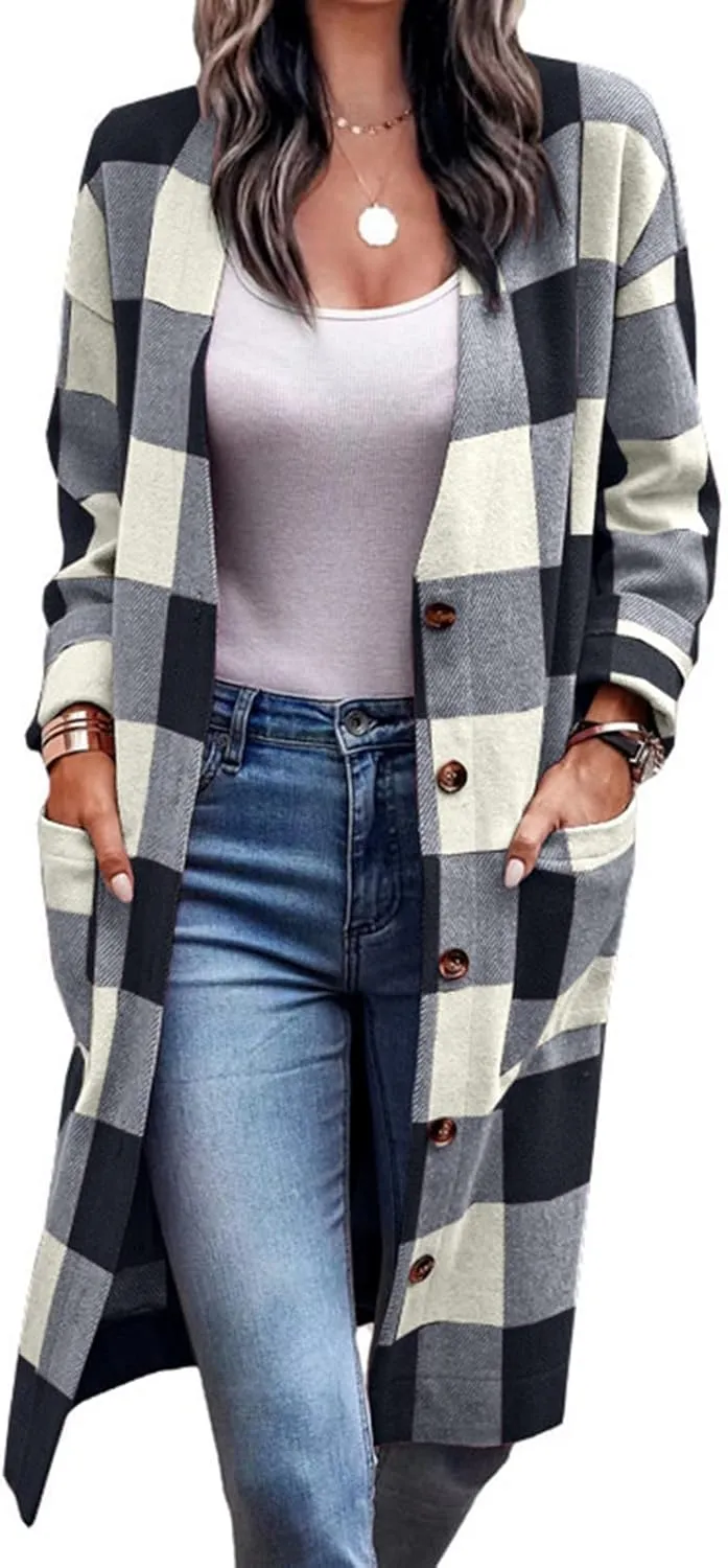 Fall Shacket Jacket 2024 Women Fall Clothes for Women Sweaters Flannels Plaid Shirts Button Down Long Sleeve Shirts
