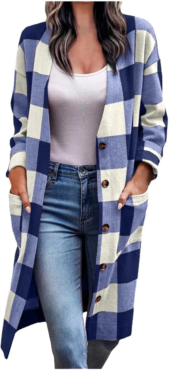 Fall Shacket Jacket 2024 Women Fall Clothes for Women Sweaters Flannels Plaid Shirts Button Down Long Sleeve Shirts
