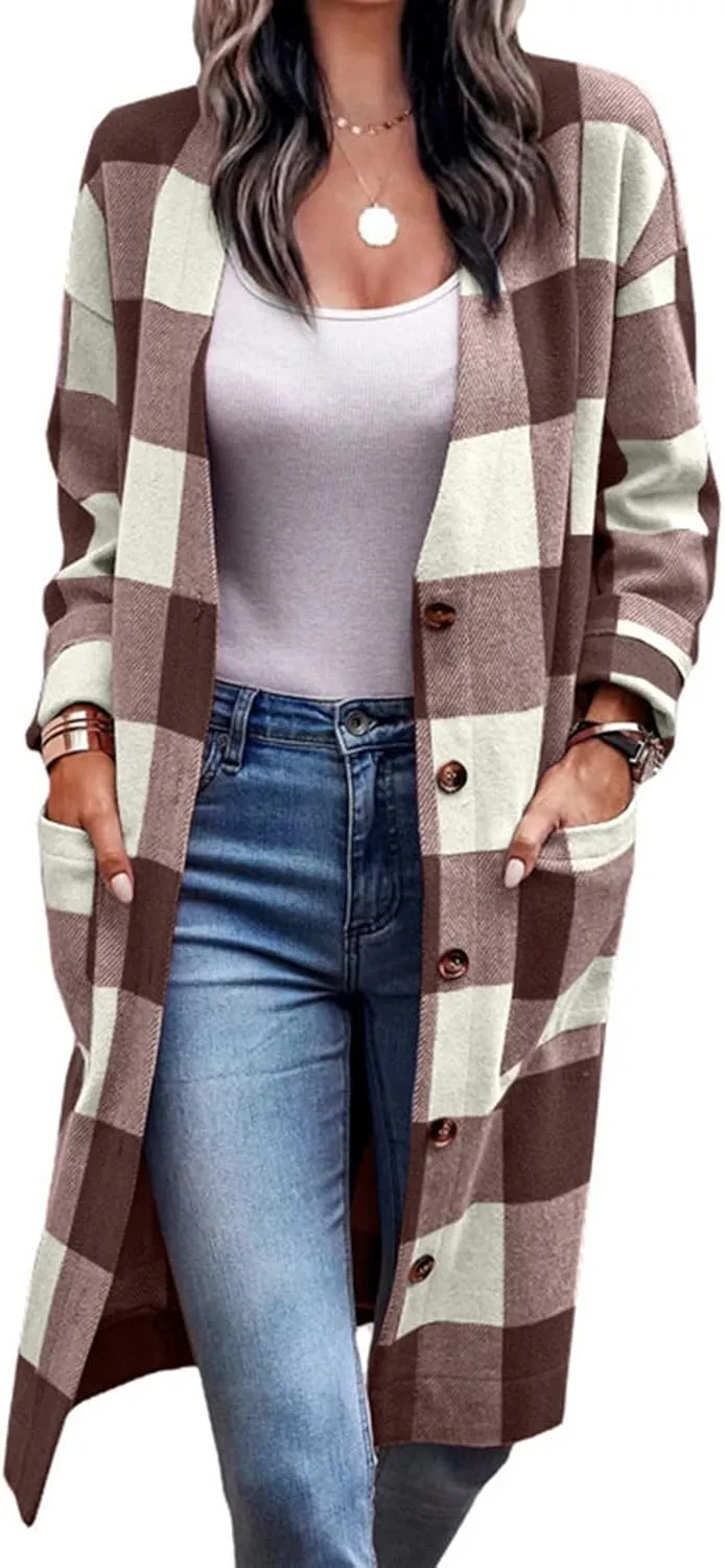 Fall Shacket Jacket 2024 Women Fall Clothes for Women Sweaters Flannels Plaid Shirts Button Down Long Sleeve Shirts