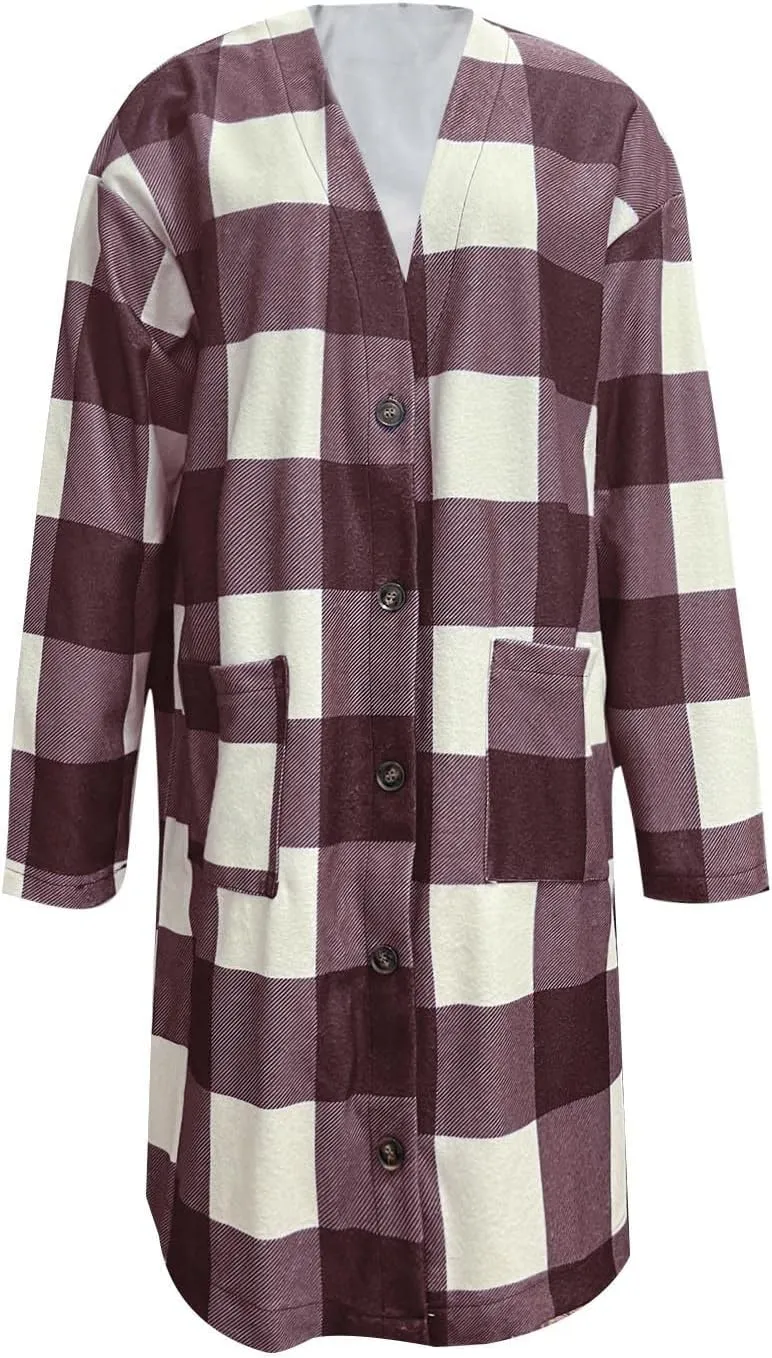 Fall Shacket Jacket 2024 Women Fall Clothes for Women Sweaters Flannels Plaid Shirts Button Down Long Sleeve Shirts