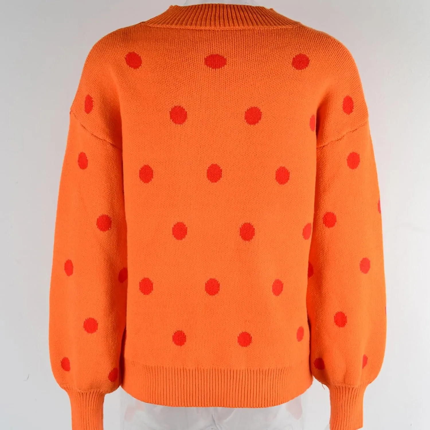 Fall Sweaters Round Neck Polka Dots Cute Winter Pullover Sweaters for Women Trendy Chunky Knit Pullover Jumper Tops