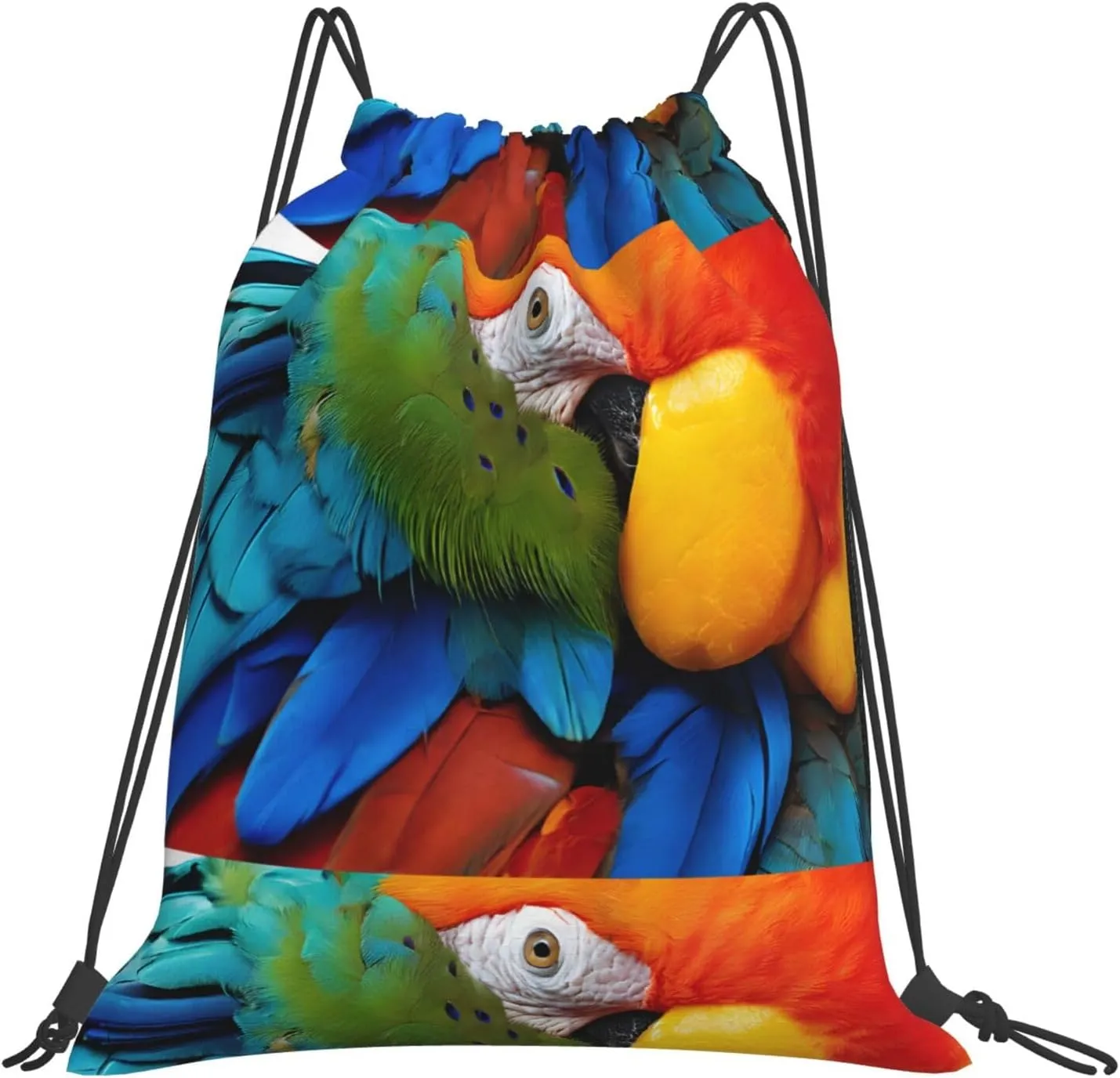 (Fantastic Parrot Feather) Drawstring Backpack Drawstring Gym Bag Foldable Water Drawstring Bags Draw String Back Bag For Shopping Sport Yoga Travel, Swimming, Beach