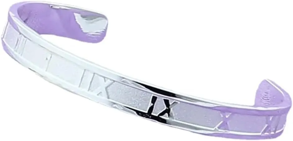 Fashion Jewelry Roman Numerals Cuff Bracelet for Women Wedding Engagement Gift - 925 Sterling Silver Bangles