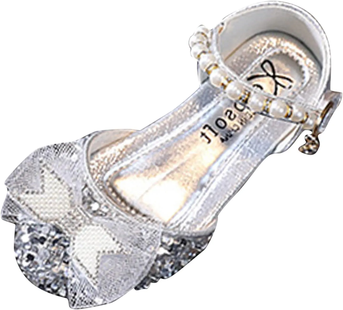 Fashion Spring and Summer Girls Sandals Dress Dance Performance Princess Shoes Sequin Mesh Bow Girls Toddler Sandal (Silver, 3-3.5 Years Toddler)
