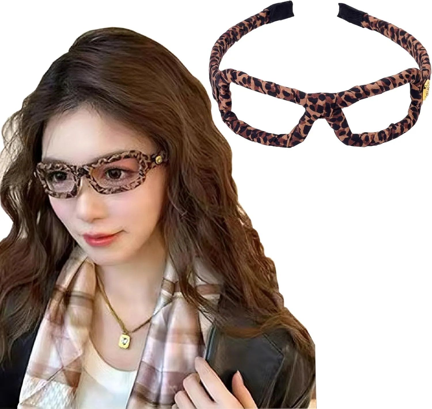 Fashionable Women's Headband, Square Sunglasses Headband, Eyeglass Headband with Leopard Print Design, Glasses Headband Comfortable and Firm for Women and Girls Daily Wear