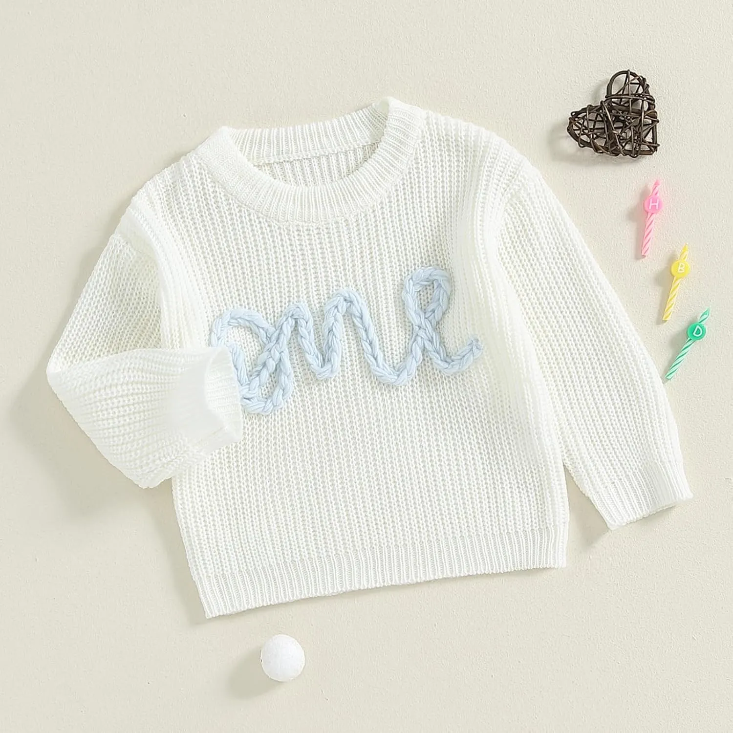 First Birthday Outfit Toddler Baby Boy Girls One Birthday Embroidery One Sweater Top Knit Pullover Sweatshirt Clothes