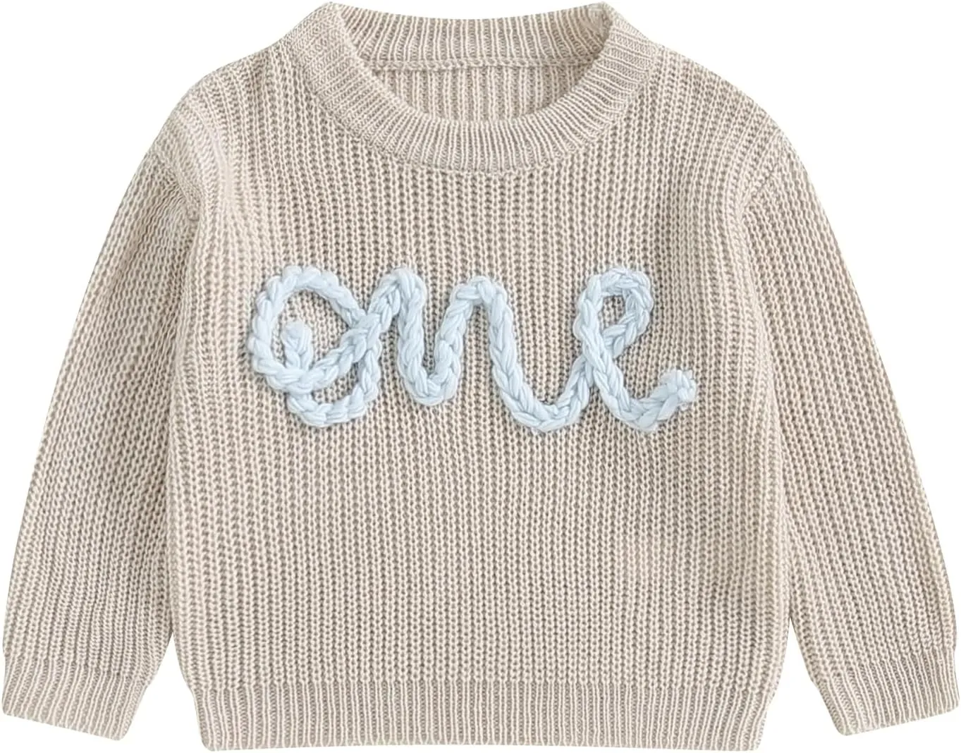 First Birthday Outfit Toddler Baby Boy Girls One Birthday Embroidery One Sweater Top Knit Pullover Sweatshirt Clothes