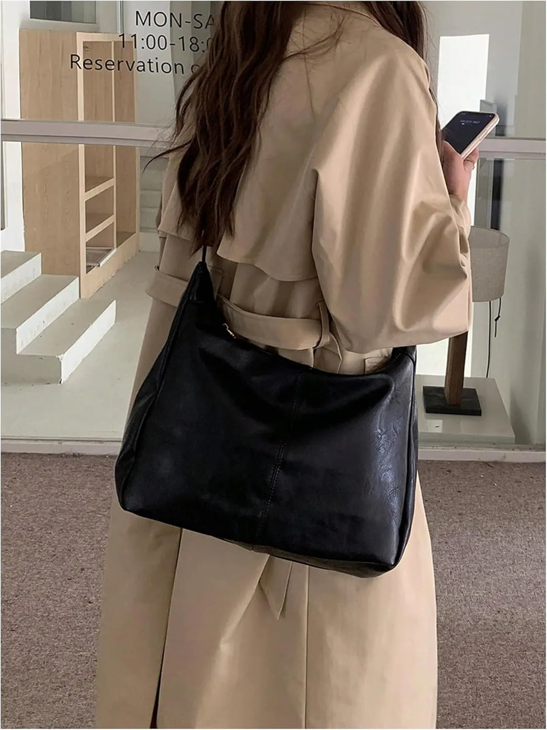 Floerns Women's Soft PU Leather Crossbody Bag Vintage Slouchy Hobo Bag with Zipper