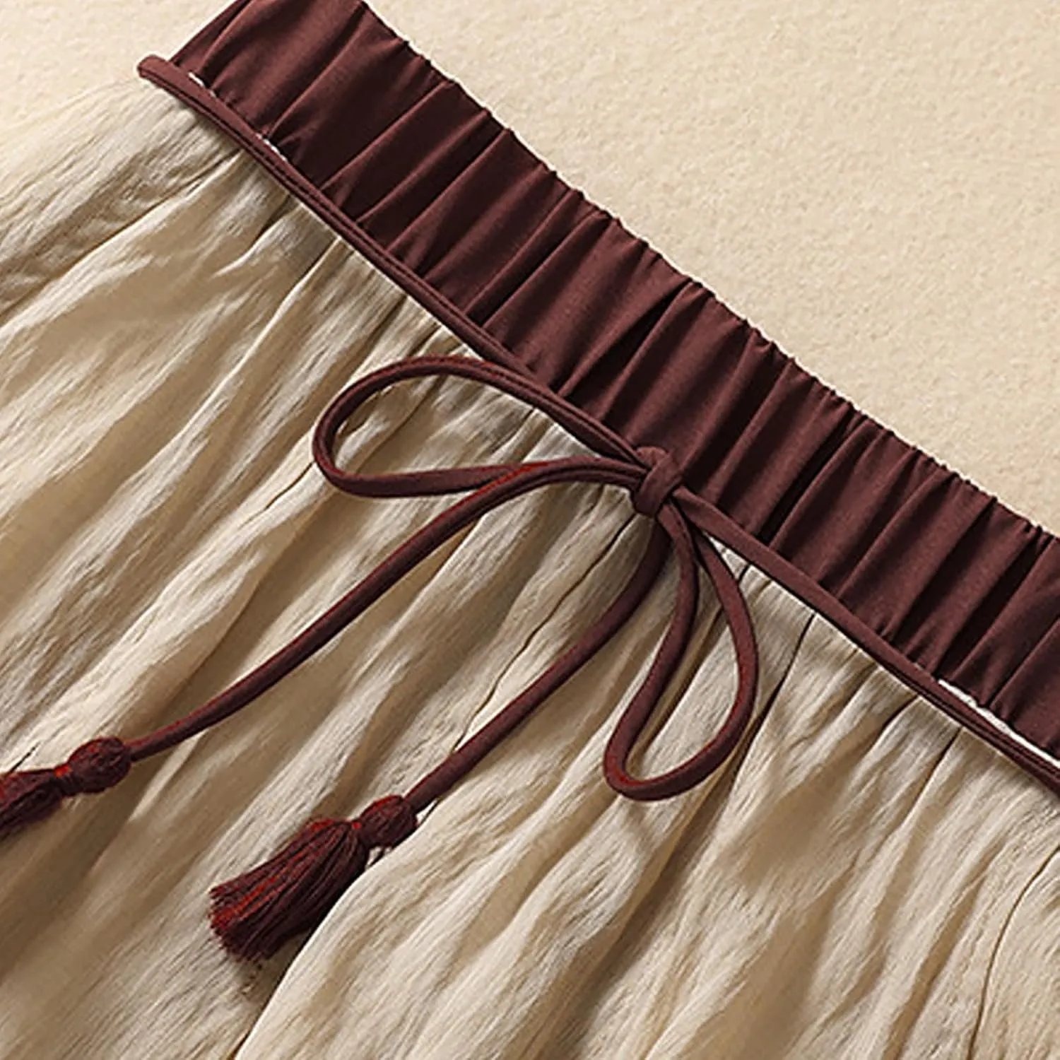 Flowy Cotton Linen Skirt for Women High Waist Drawstring Maxi Skirts Lightweight Casual Boho Skirt Clothes
