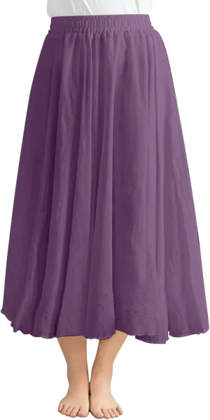 Flowy Maxi Skirts for Women High Waisted Linen Skirts Flowy Swing Skirt A Line Circle Skirts Plain Summer Skirts