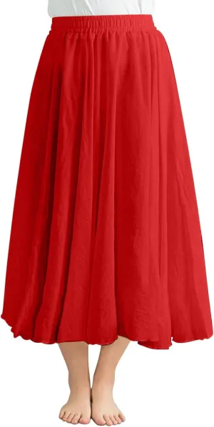 Flowy Maxi Skirts for Women High Waisted Linen Skirts Flowy Swing Skirt A Line Circle Skirts Plain Summer Skirts