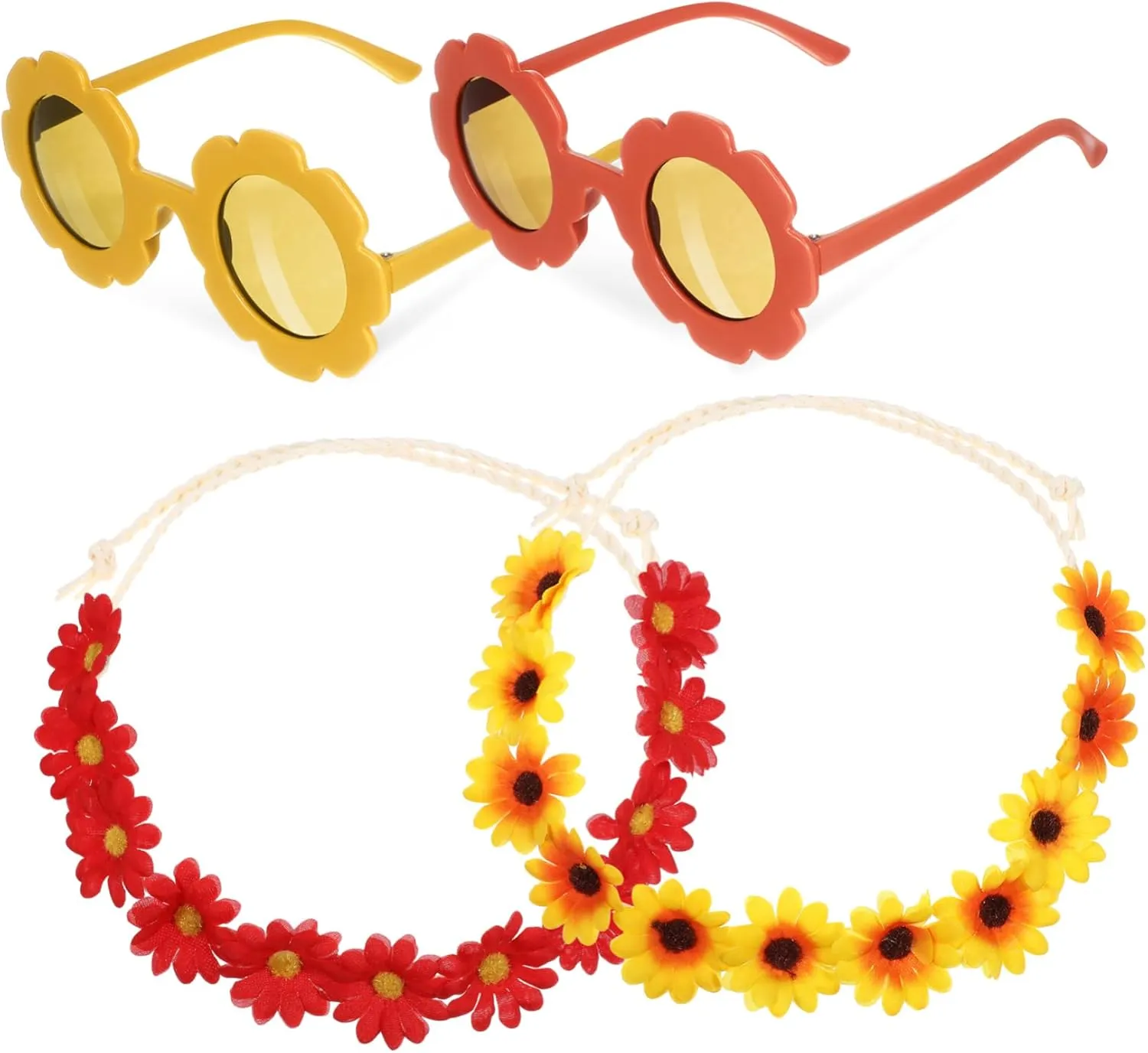 FRCOLOR Floral Headband Set Sunflower Crown Boho Flower Wreath Sunglasses Wedding Headpiece