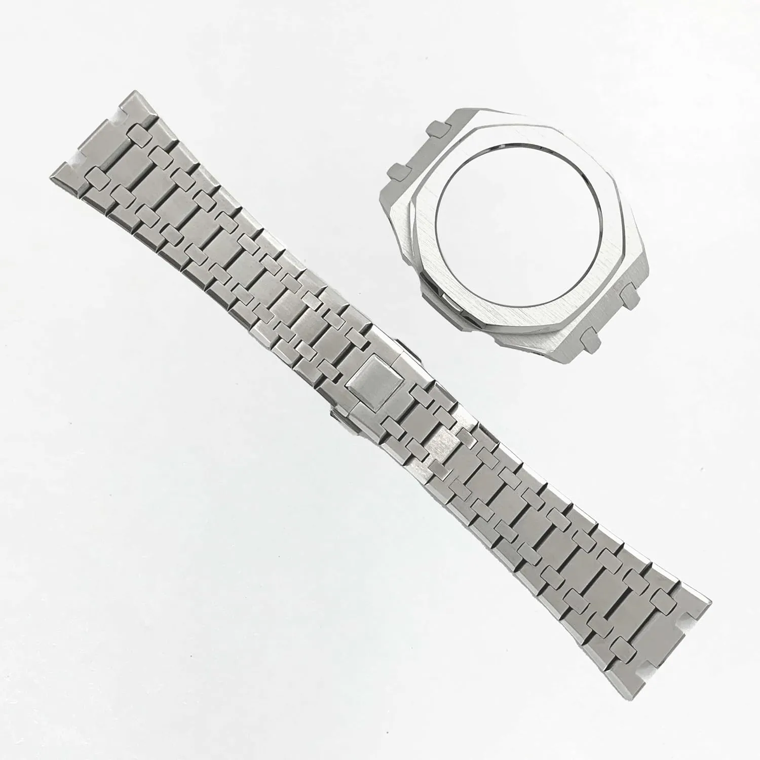 Ga2100 Watch Band Case Replacement Kit,Stainless Steel Strap Smooth Bezel Withou Nails Crown Modify Metal Mod Kit Compatitle With Casio G-shock GA-2110/GAB-2100/Ga-2100
