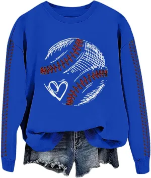 Game Day Sweatshirt Women Crew Neck Football Baseball Mom Shirts Loose Casual Long Sleeve Cute Graphic Pullover Tops