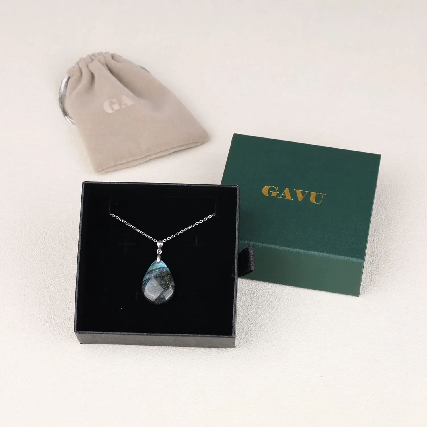 GAVU Gemstone Teardrop Necklace for Women, Womens Crystal Necklaces