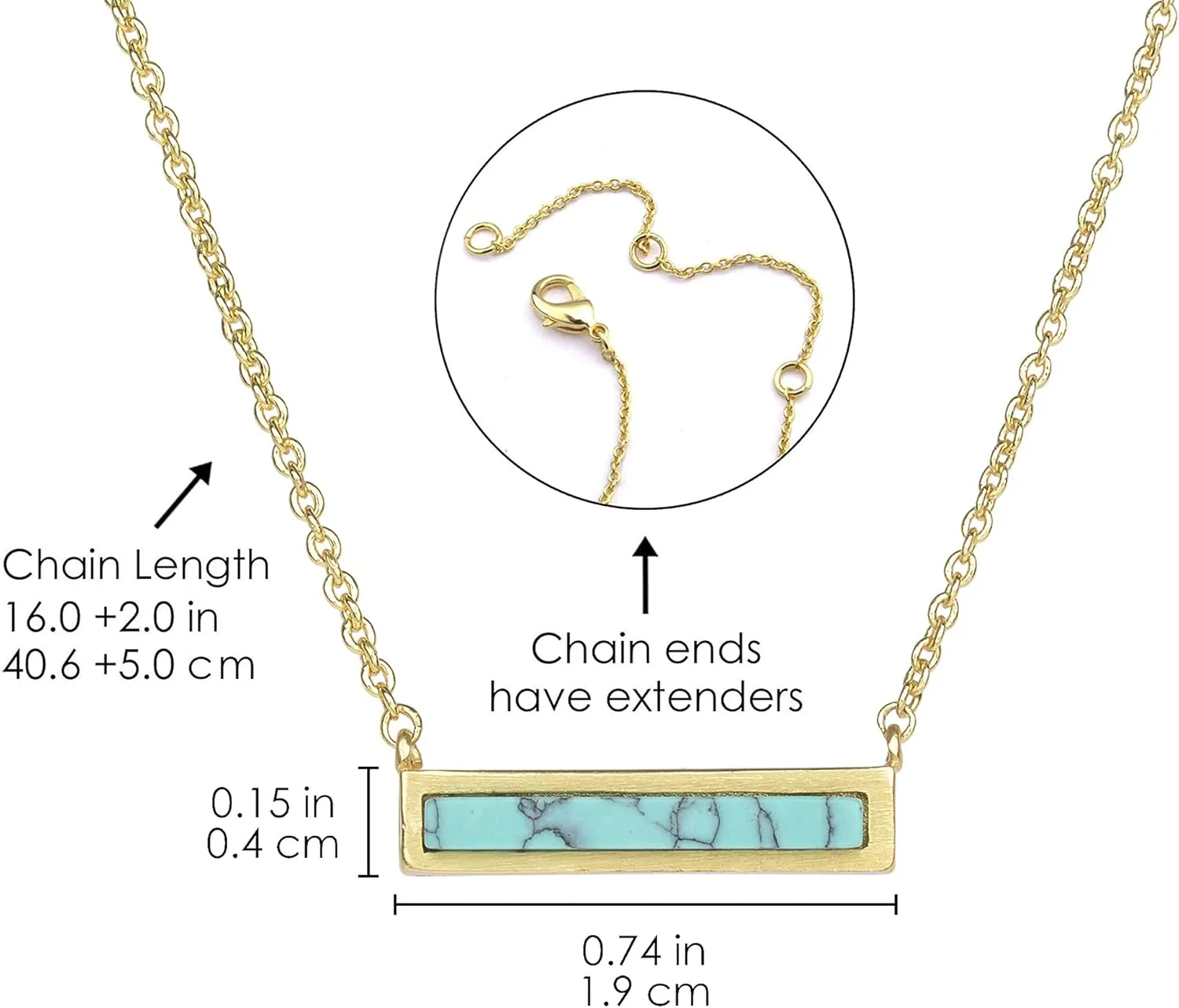 Gemstone Bar Necklaces for Women Gold Silver Plated Simulated Turquoise Necklace Pendant Triangle Square Necklaces Dainty Choker Necklace Jewelry Gift