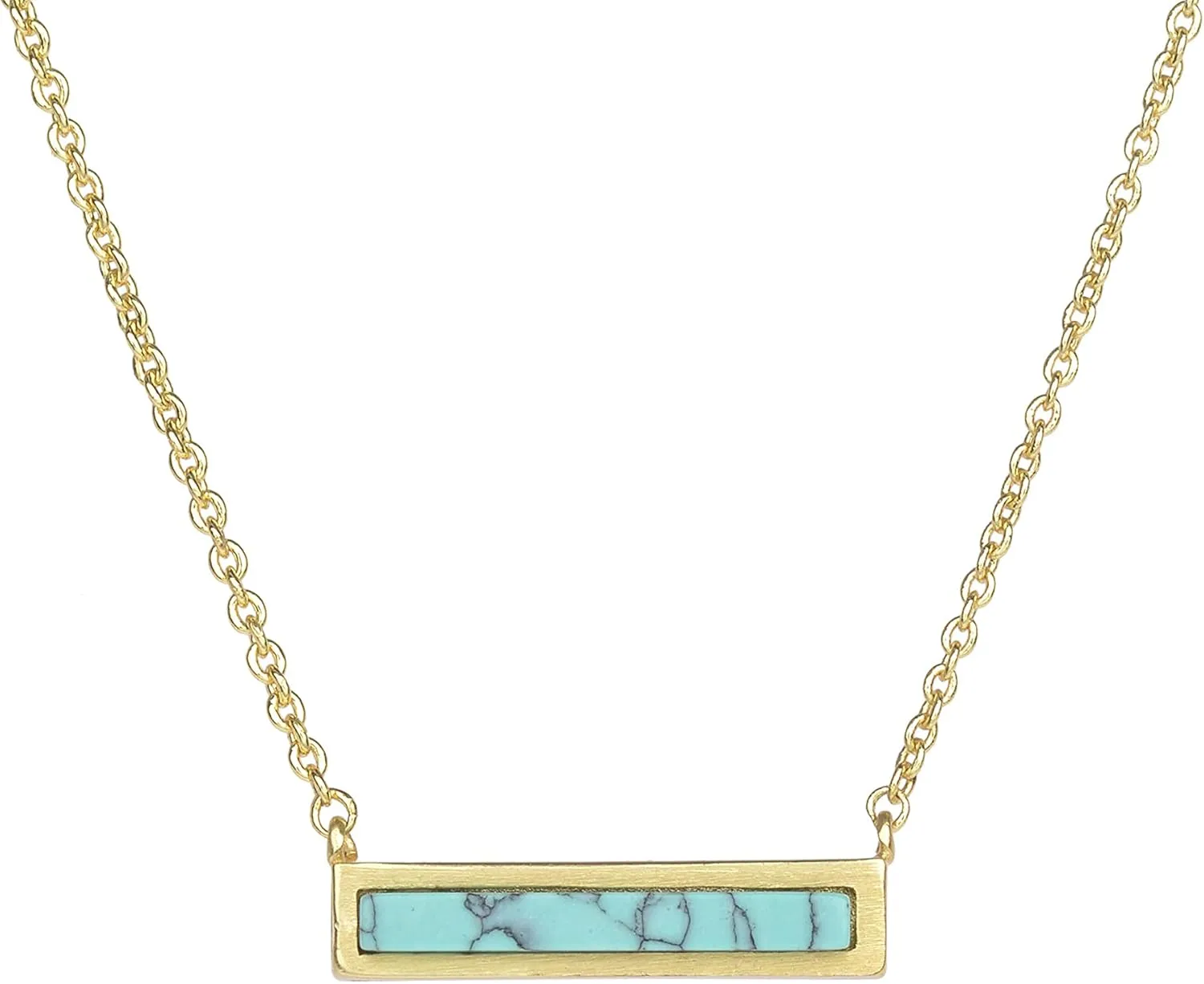 Gemstone Bar Necklaces for Women Gold Silver Plated Simulated Turquoise Necklace Pendant Triangle Square Necklaces Dainty Choker Necklace Jewelry Gift