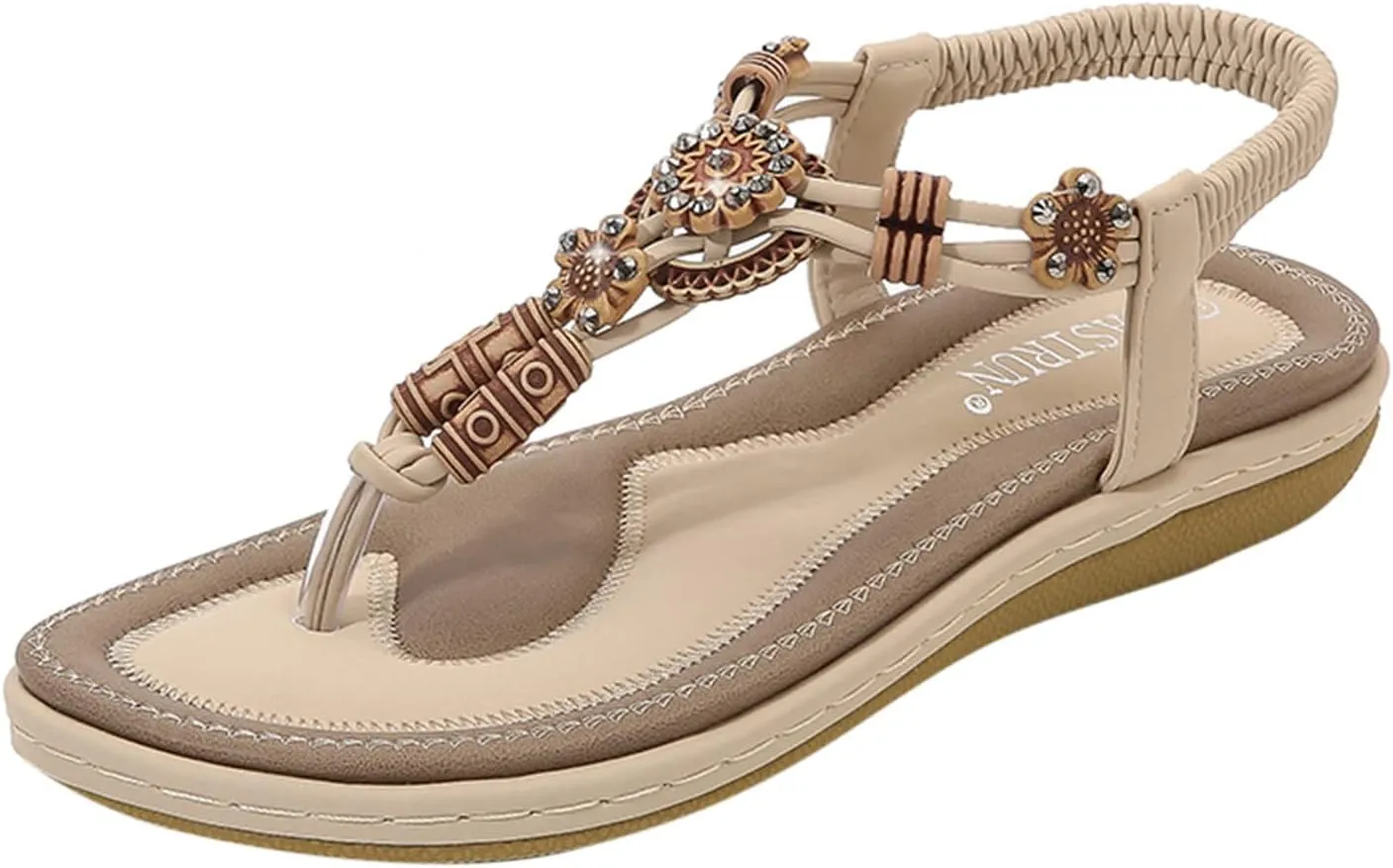 Gibobby Sandals for Women 2023 Beach Bohemian Beaded Ankle Walking Strap Casual Flip Flops Sexy Flats Comfortable Shoes