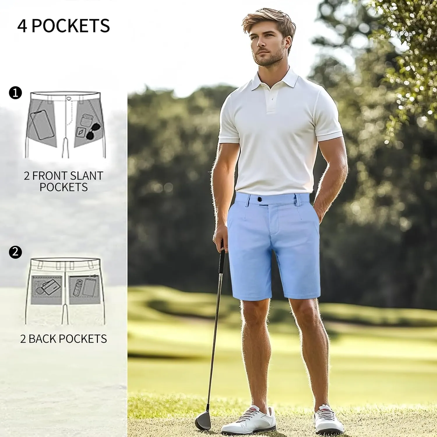 GINGTTO Mens Chino Shorts 9" Inseam Dress Shorts for Men Stretch