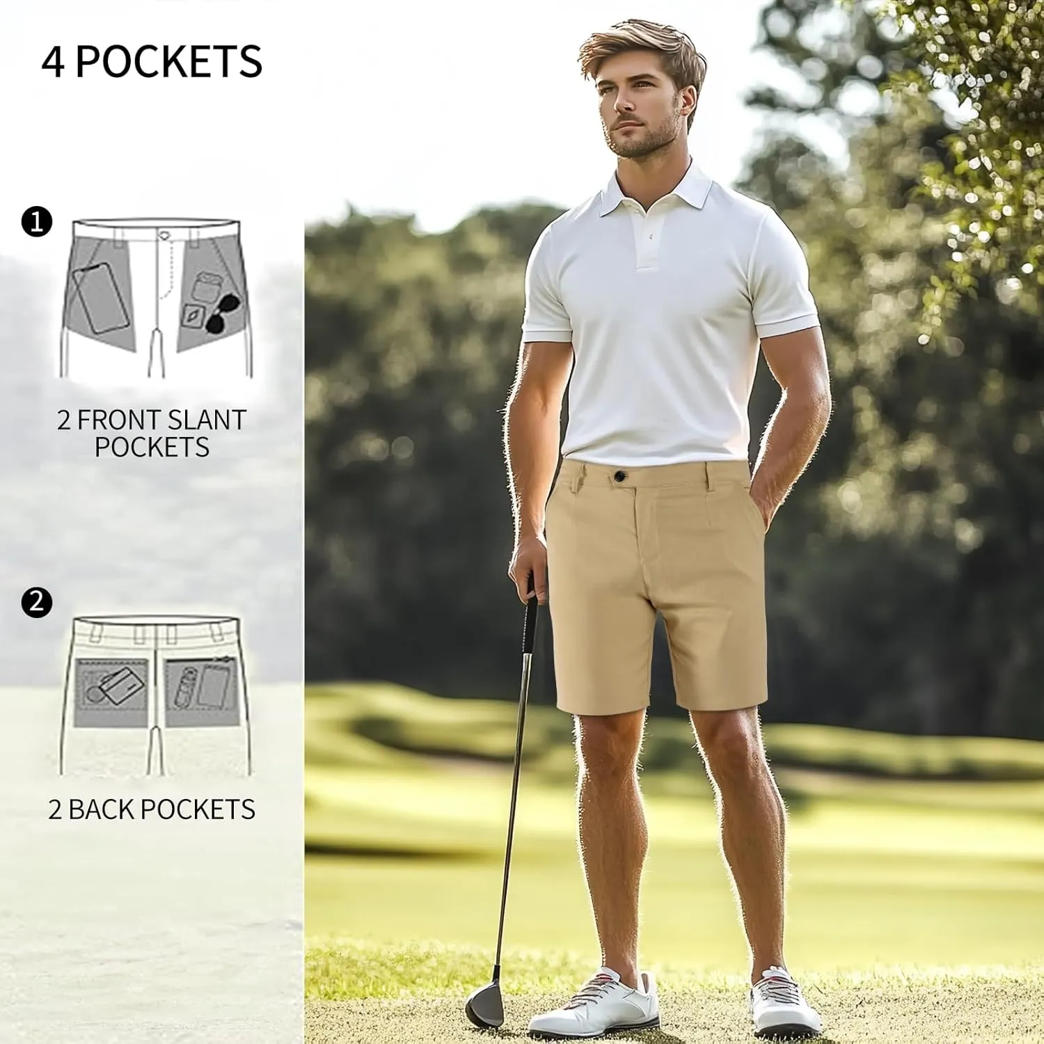 GINGTTO Mens Chino Shorts 9" Inseam Dress Shorts for Men Stretch