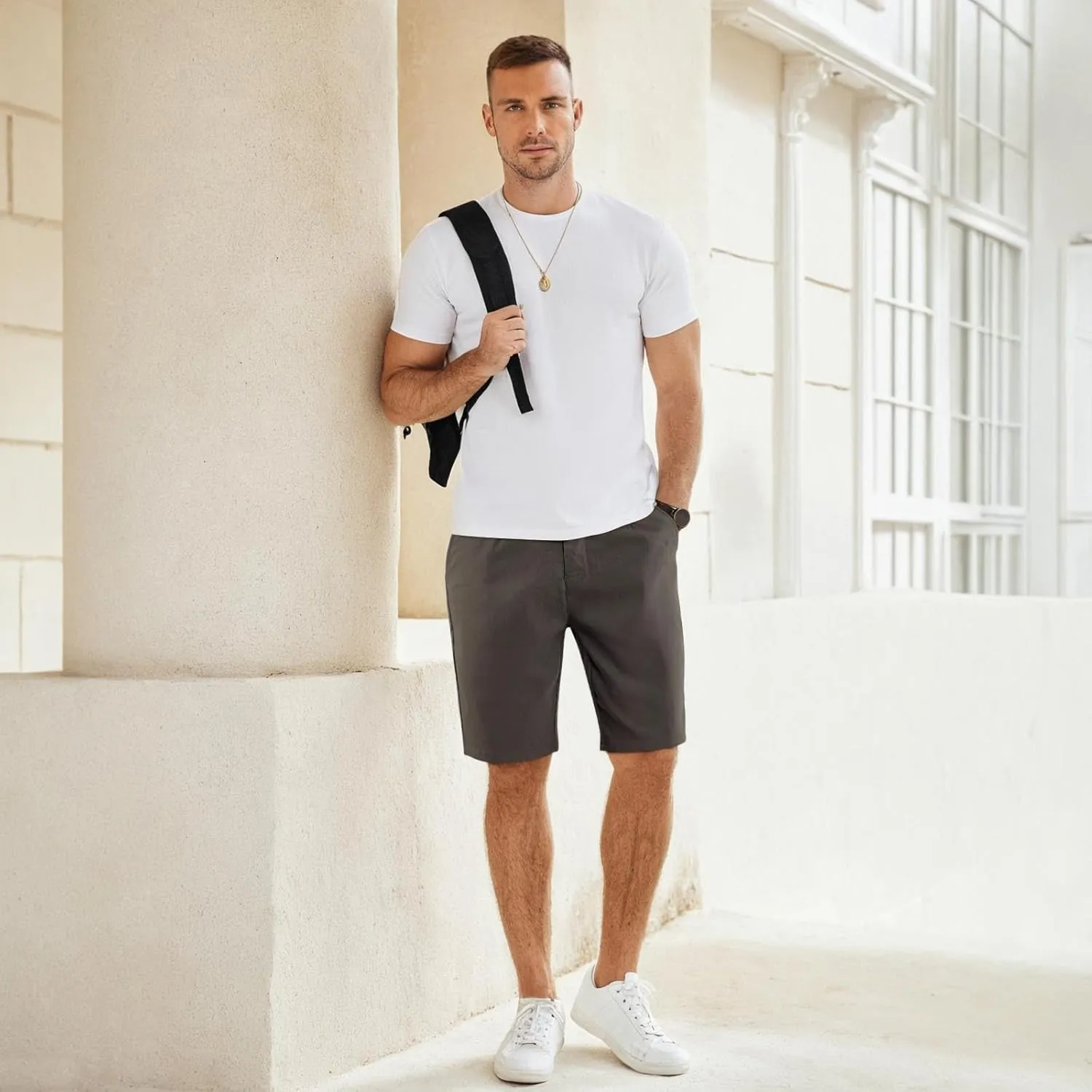 GINGTTO Mens Chino Shorts 9" Inseam Dress Shorts for Men Stretch