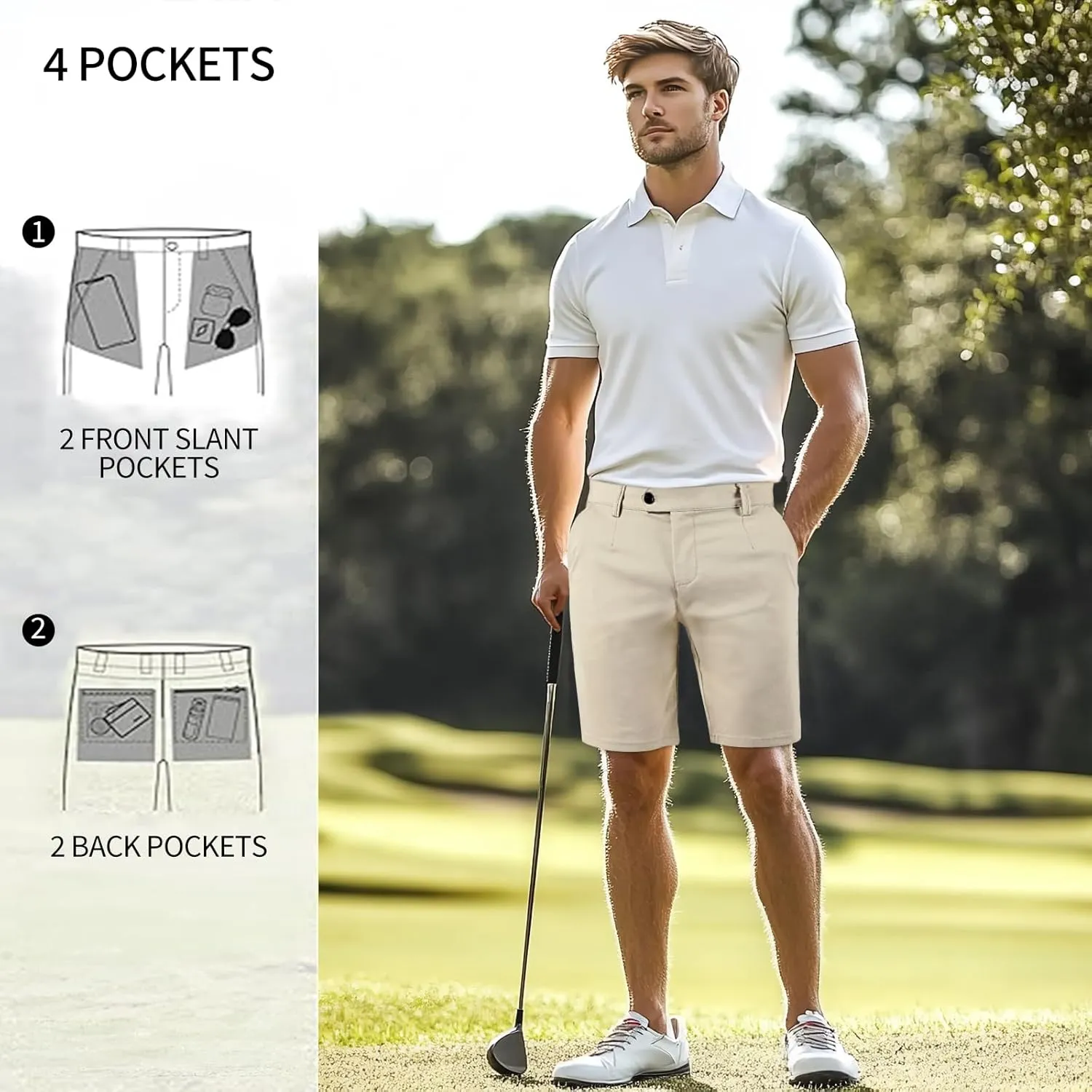 GINGTTO Mens Chino Shorts 9" Inseam Dress Shorts for Men Stretch