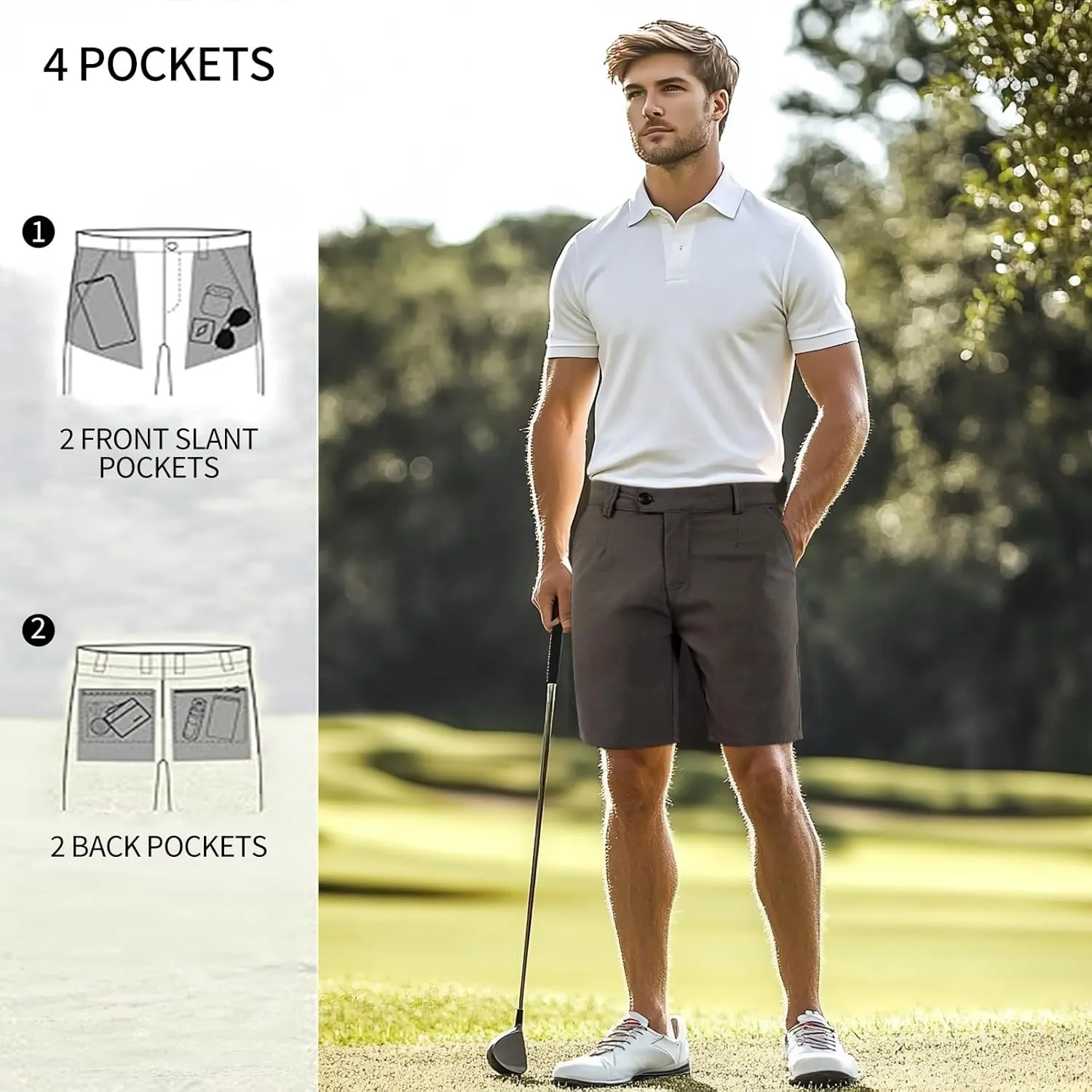 GINGTTO Mens Chino Shorts 9" Inseam Dress Shorts for Men Stretch