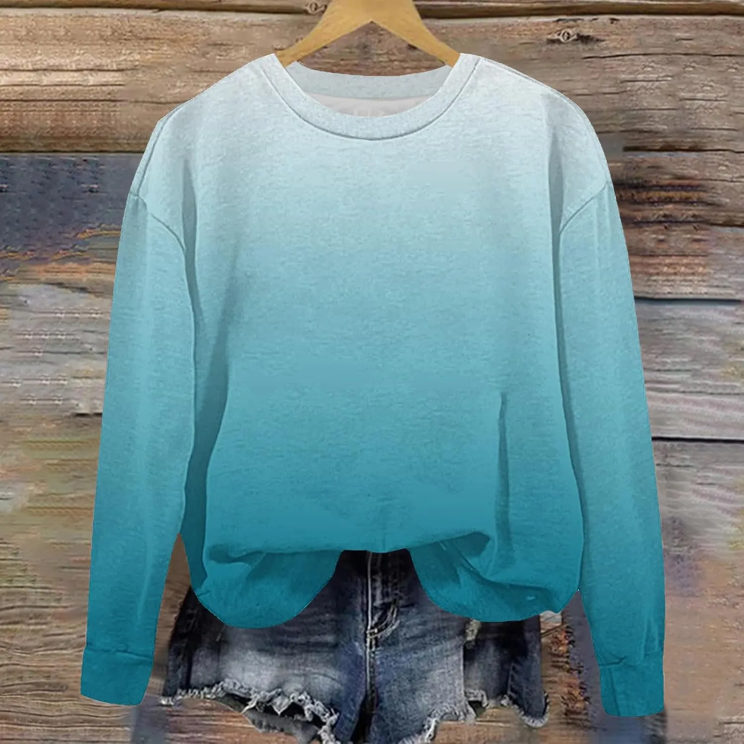 Girls and Boys Gradient Sweatshirt Crewneck Pullover Fleece Lined Sweatshirts Fashion Blouses Long Sleeve Shirt