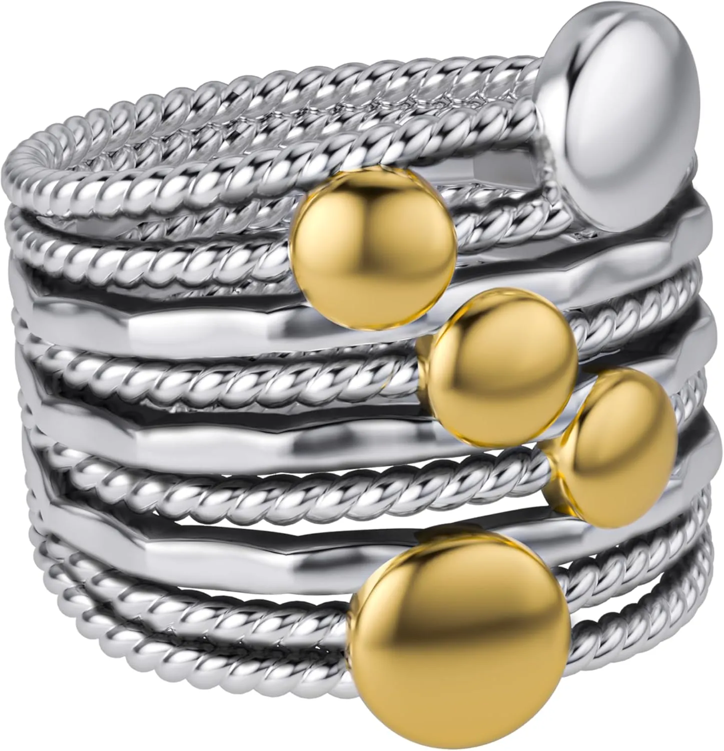 Gold and Silver Statement Rings for Women Wire Intertwined Design Gold Circle Silver Band Ring Index Finger Rings Jewelry