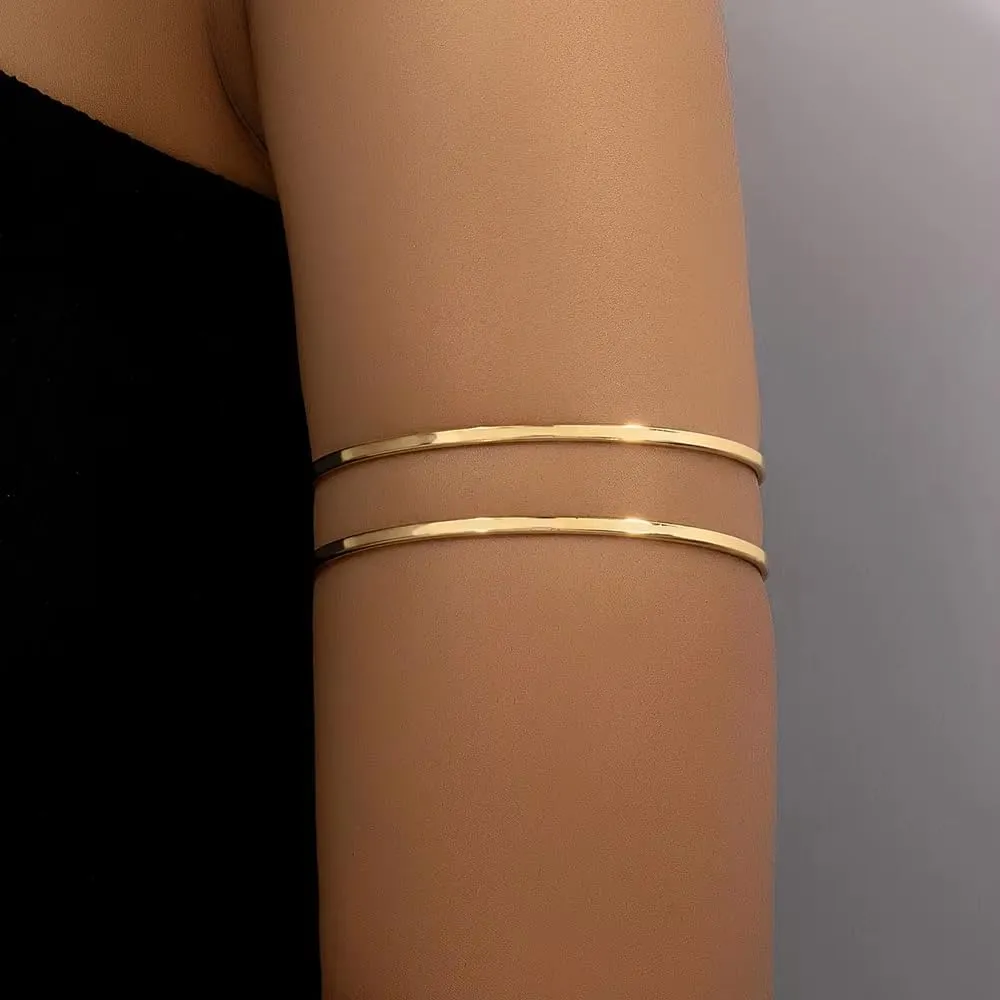 Gold Arm Cuff Upper Arm Band Cuff Bracelet Bangle for Women Adjustable Armband Greek Arm Cuff Goddess Jewelry Set