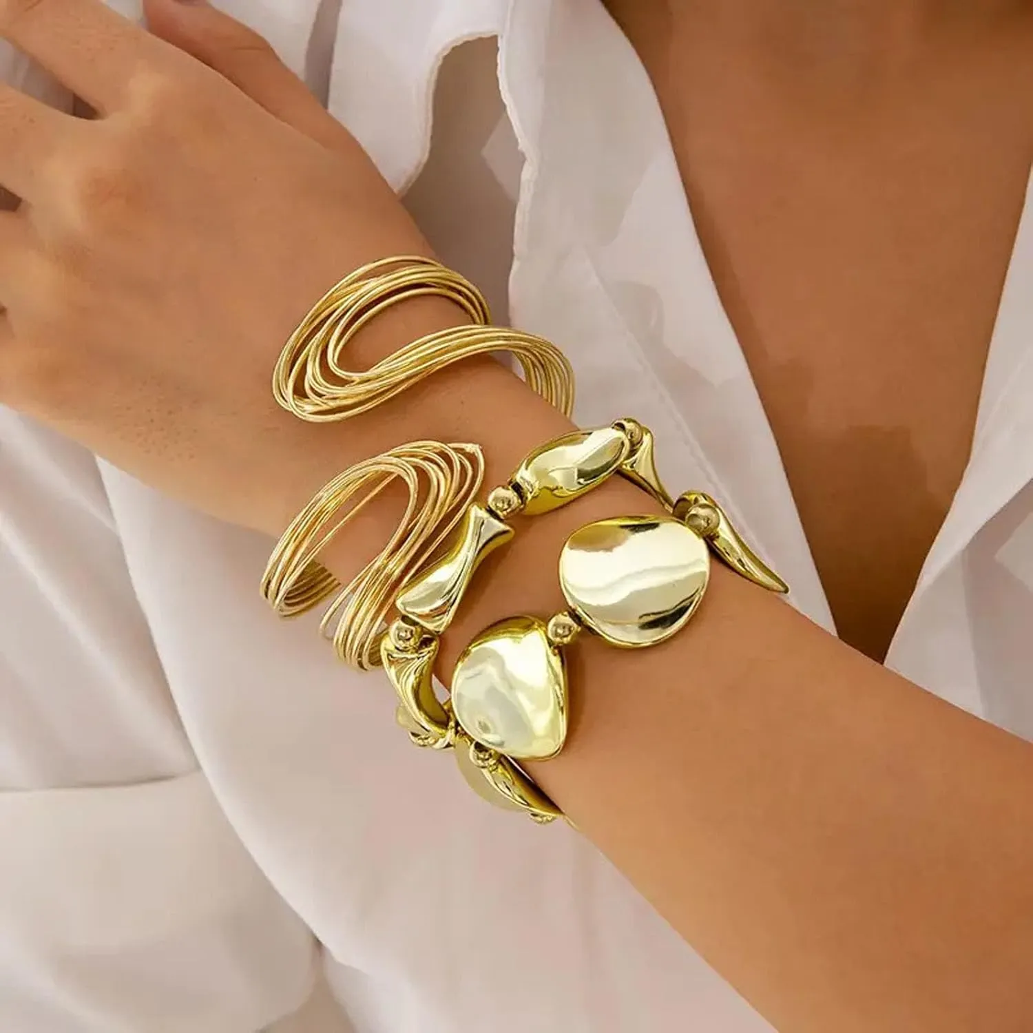 Gold Chunky Bangles Gold Cuff Bracelets for Women Trendy Non Tarnish Chunky Bracelet for Women Trendy Jewelry Gifts