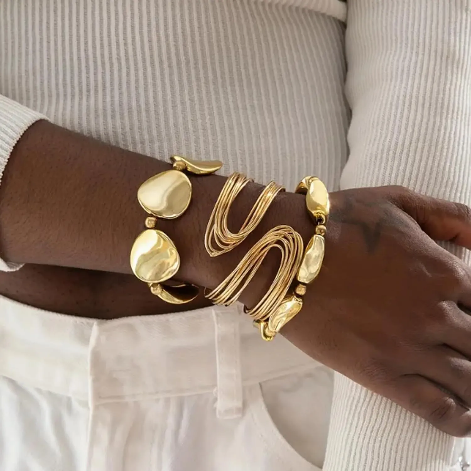 Gold Chunky Bangles Gold Cuff Bracelets for Women Trendy Non Tarnish Chunky Bracelet for Women Trendy Jewelry Gifts