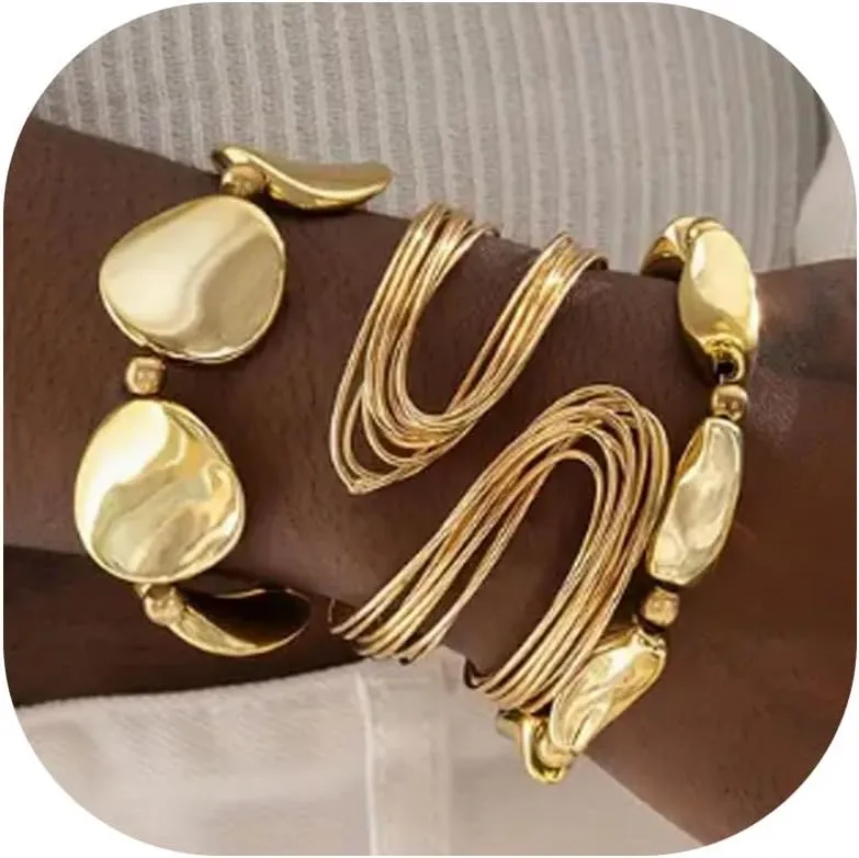 Gold Chunky Bangles Gold Cuff Bracelets for Women Trendy Non Tarnish Chunky Bracelet for Women Trendy Jewelry Gifts