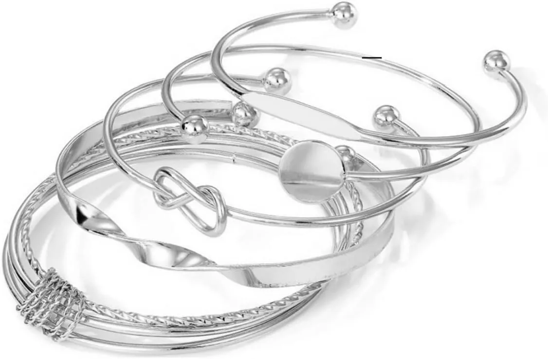 Gold Cuff Bracelets Set Layered Stackable Open Adjustable Bangle Bracelets Simple Minimalist Delicate Cuff Bangle Bracelet for Women Girls