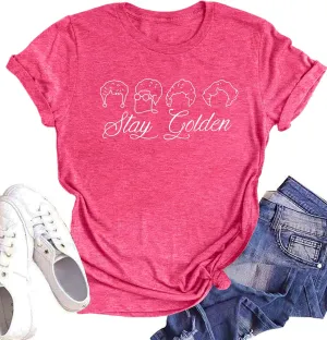 Golden Girls Shirts for Women Inspiration Letter Graphic Kindness Shirts Casual 80s Vintage Tee Tops