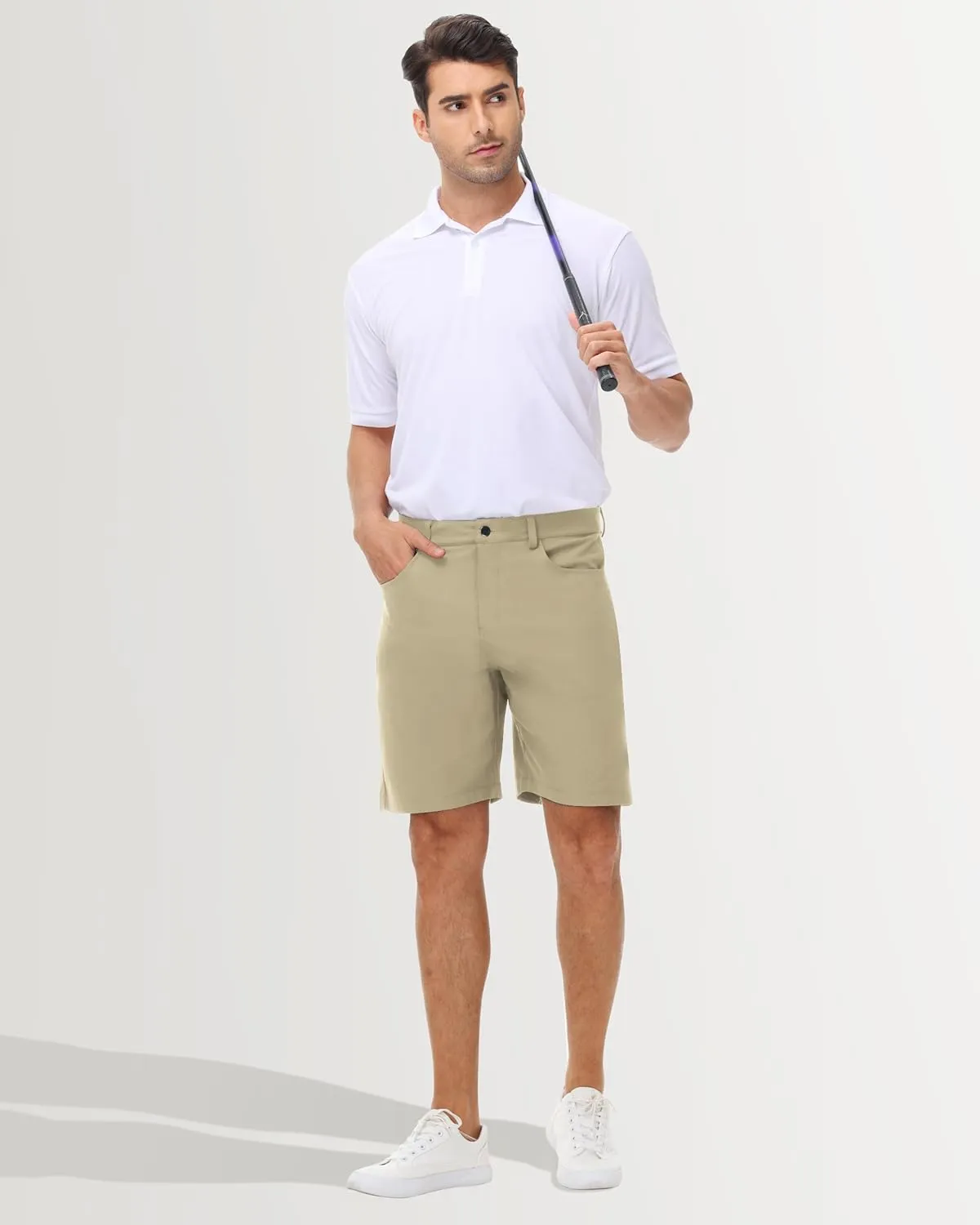 Golf Shorts Men - Men Shorts Casual Dress Lounge Work Athletic Flat Front Stretch Lightweight Quick Dry with Pockets