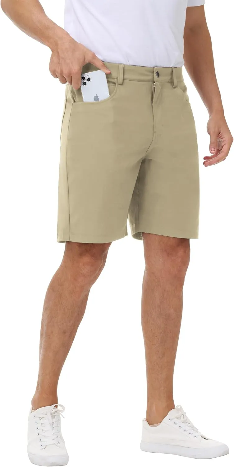 Golf Shorts Men - Men Shorts Casual Dress Lounge Work Athletic Flat Front Stretch Lightweight Quick Dry with Pockets