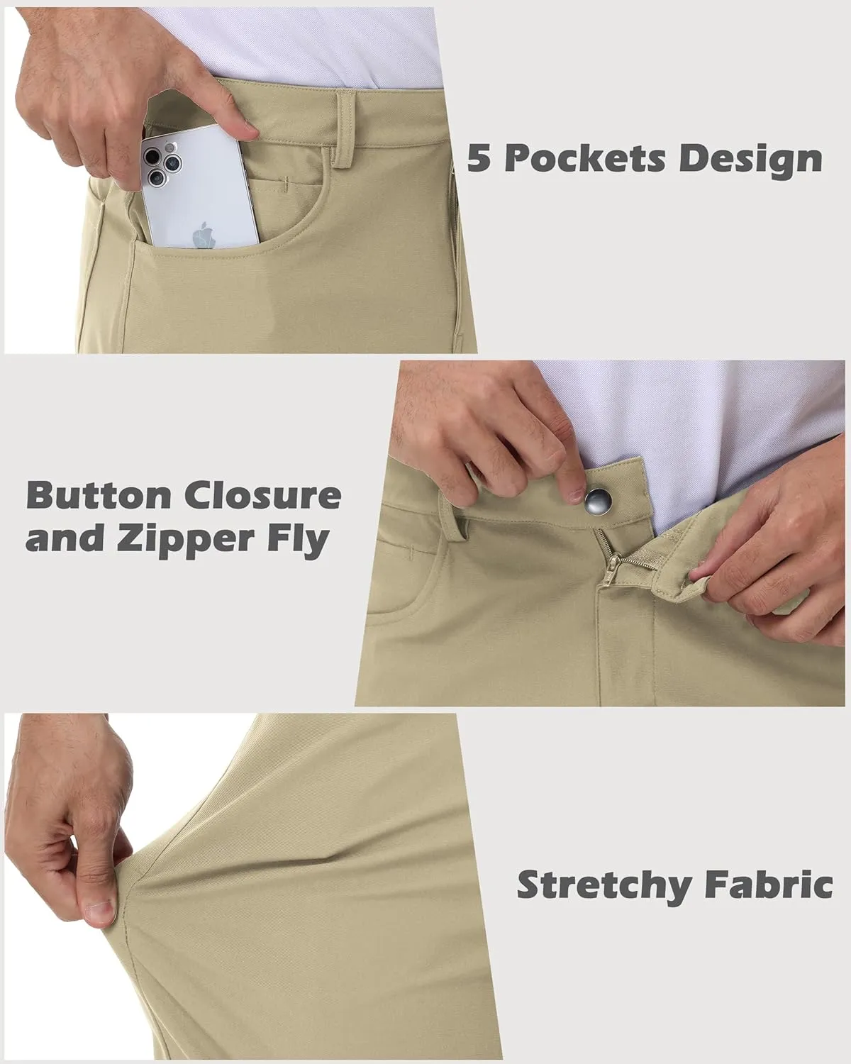 Golf Shorts Men - Men Shorts Casual Dress Lounge Work Athletic Flat Front Stretch Lightweight Quick Dry with Pockets