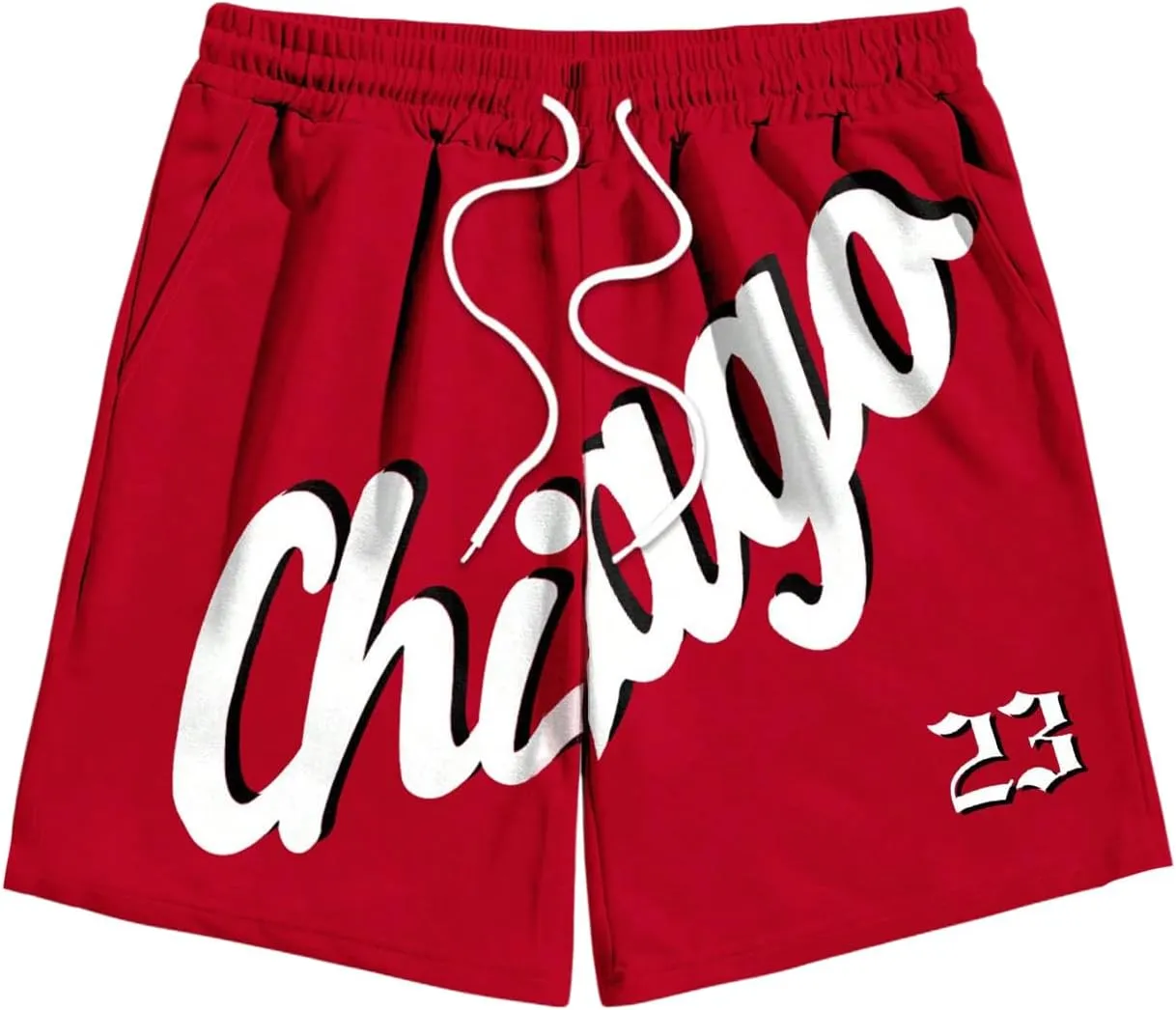 GORGLITTER Men's Letter Graphic Basketball Shorts Drawstring Waist Cool Shorts