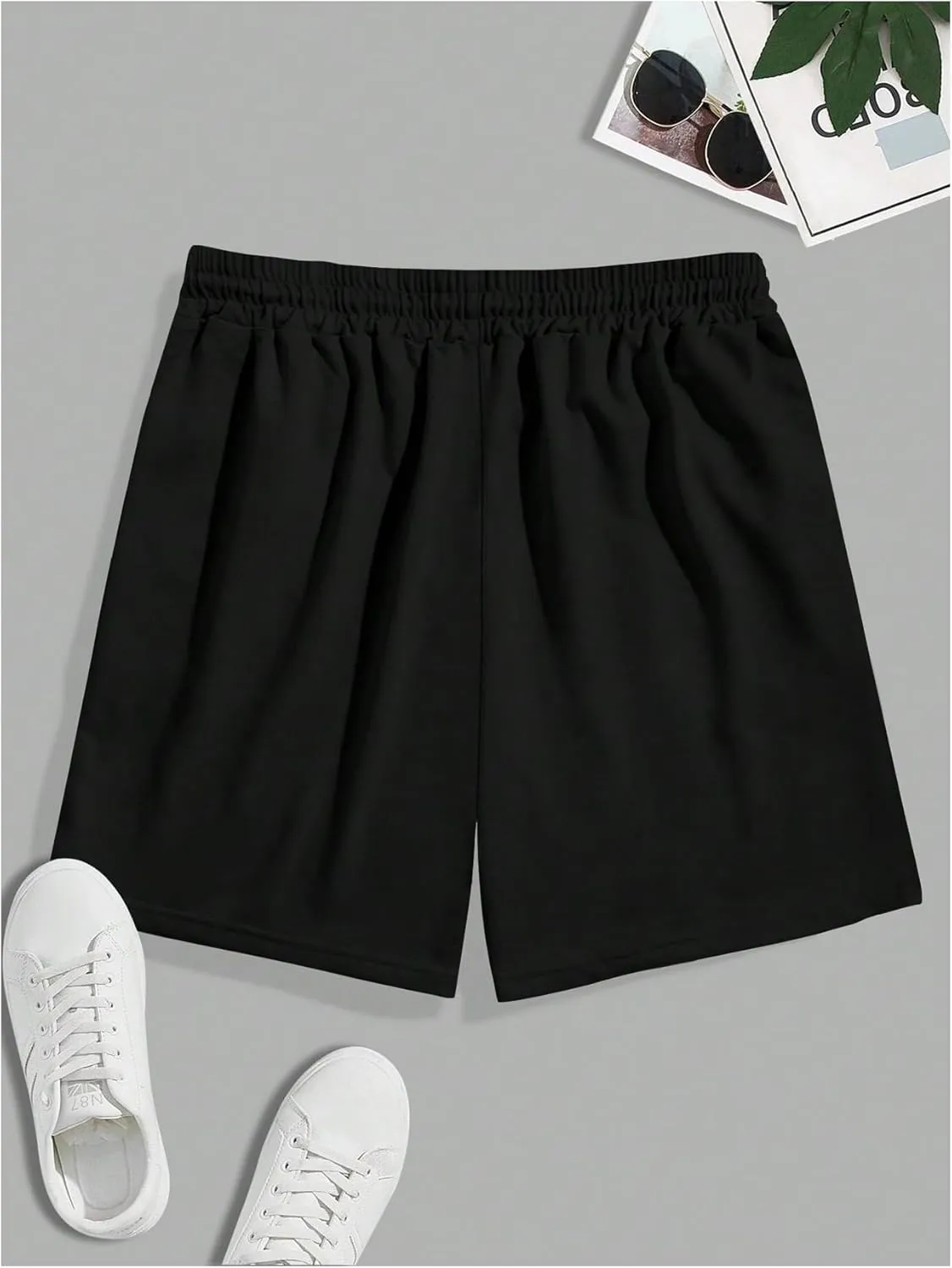 GORGLITTER Men's Letter Graphic Basketball Shorts Drawstring Waist Cool Shorts