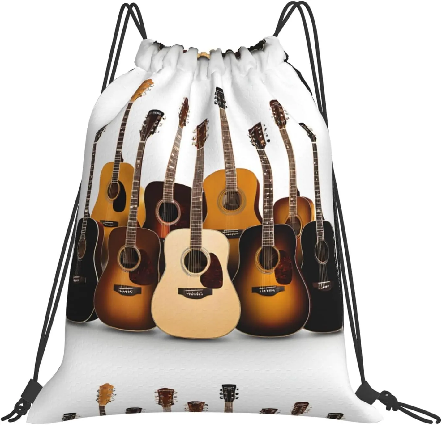 (Guitar) Drawstring Backpack Drawstring Gym Bag Foldable Water Drawstring Bags Draw String Back Bag For Shopping Sport Yoga Travel, Swimming, Beach