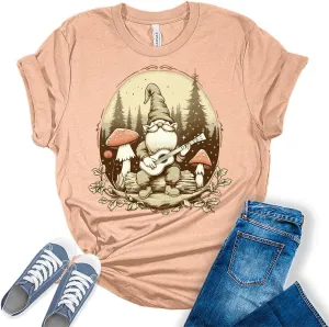 GyftWear Mushroom Shirts Toad Cottagecore Tshirts Aesthetic Casual Bella Frog Graphic Tees for Women