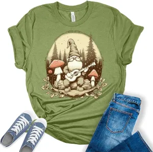 GyftWear Mushroom Shirts Toad Cottagecore Tshirts Aesthetic Casual Bella Frog Graphic Tees for Women