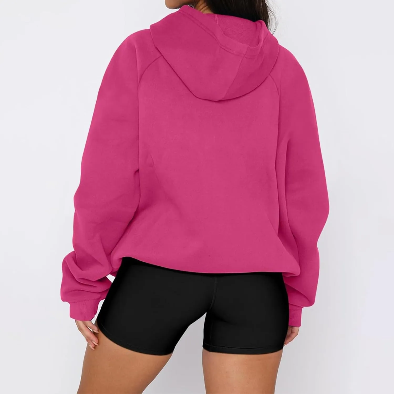 Half Zip Sweatshirt Women Long Sleeve Quarter Zip Hoodie Casual Drawstring Loose Lightweight Pullover with Pockets