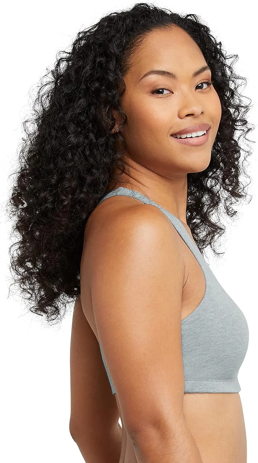 Hanes Women's Racerback Cotton T-Back Bralette (3 Pack)