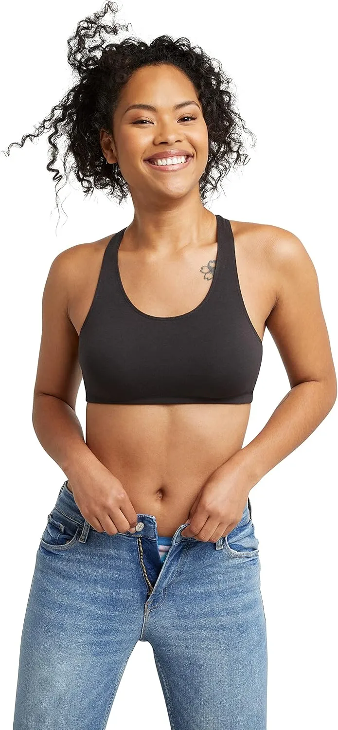 Hanes Women's Racerback Cotton T-Back Bralette (3 Pack)