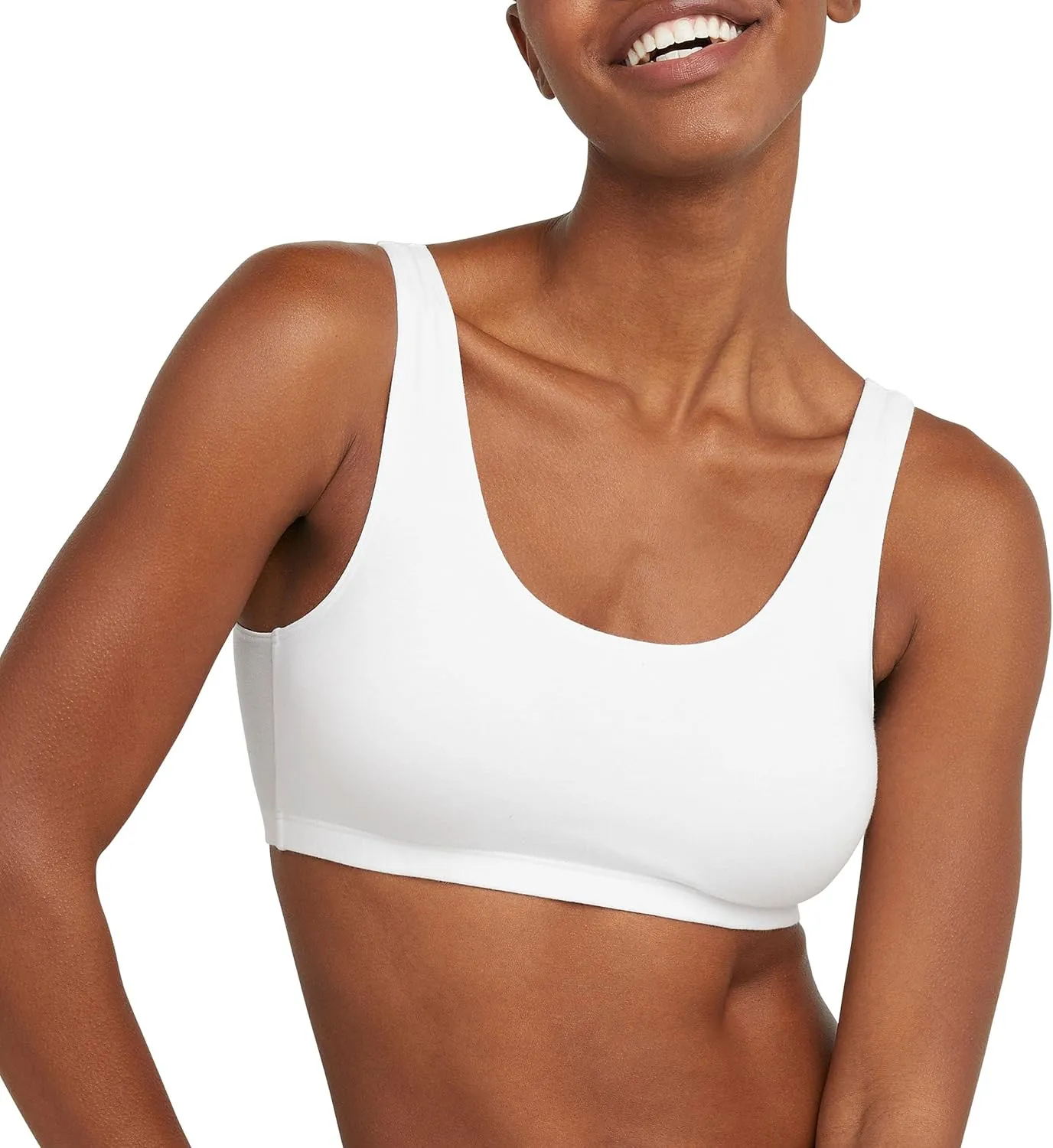 Hanes Women's Scoopneck Cotton Bralette Crop Top (3 Pack)