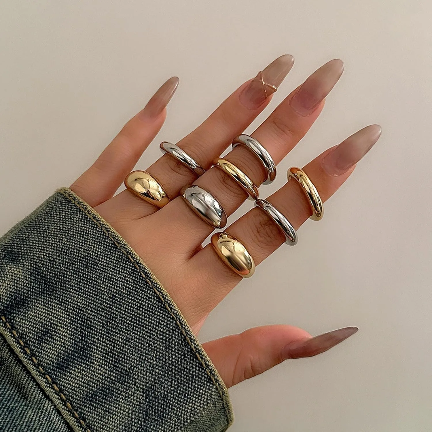 Harry and Henry Chunky Gold Rings for Women Non Tarnish Adjustable Thick Bold Dome Rings Gold Statement Rings Minimalist Jewelry Stackable Rings for Women