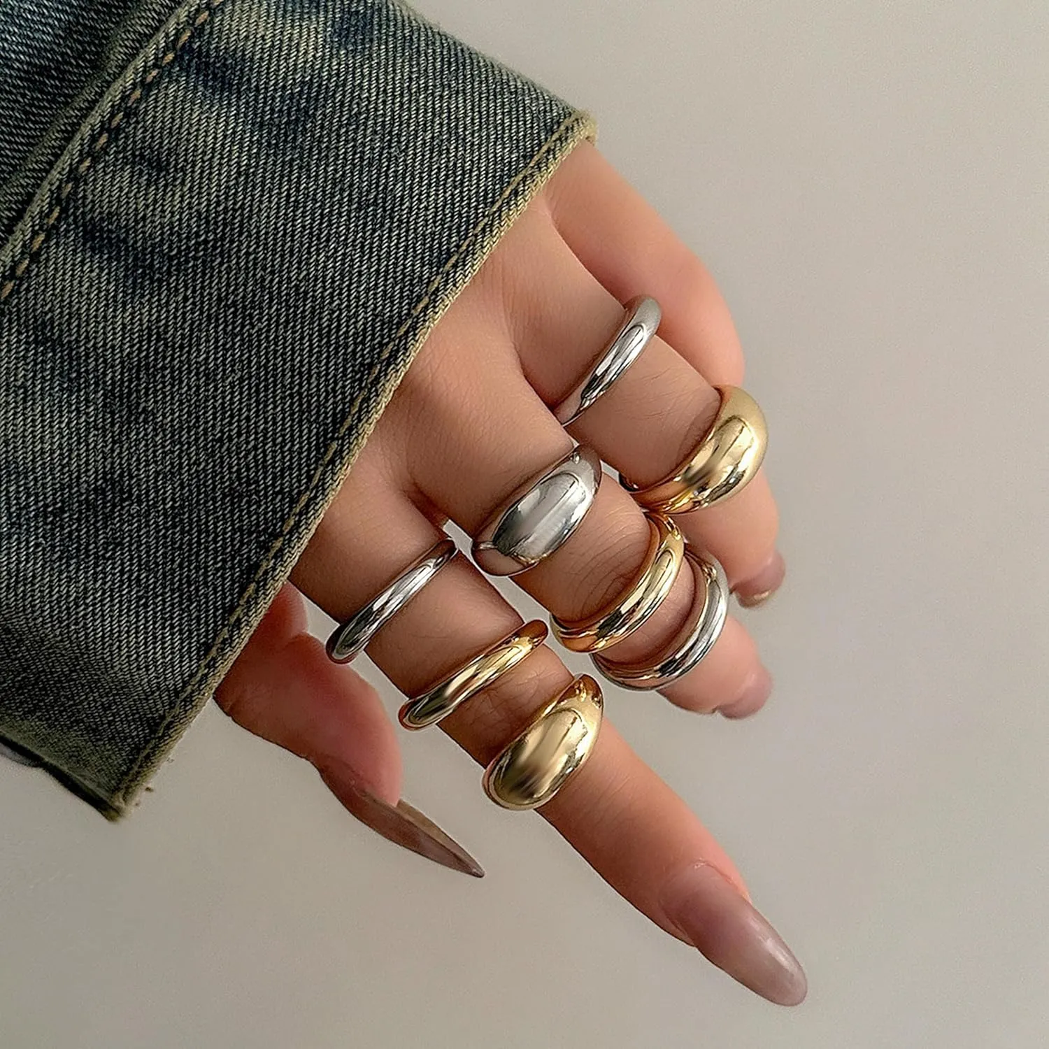Harry and Henry Chunky Gold Rings for Women Non Tarnish Adjustable Thick Bold Dome Rings Gold Statement Rings Minimalist Jewelry Stackable Rings for Women