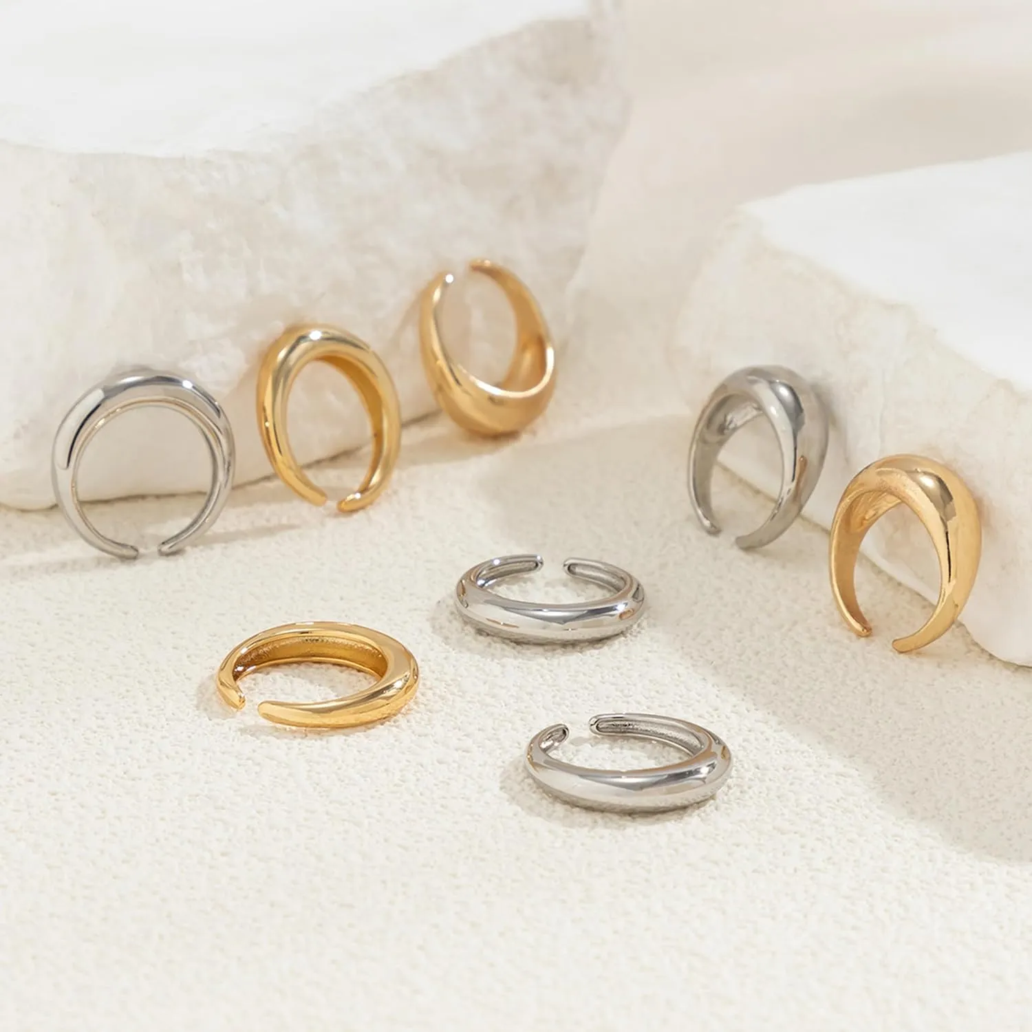Harry and Henry Chunky Gold Rings for Women Non Tarnish Adjustable Thick Bold Dome Rings Gold Statement Rings Minimalist Jewelry Stackable Rings for Women